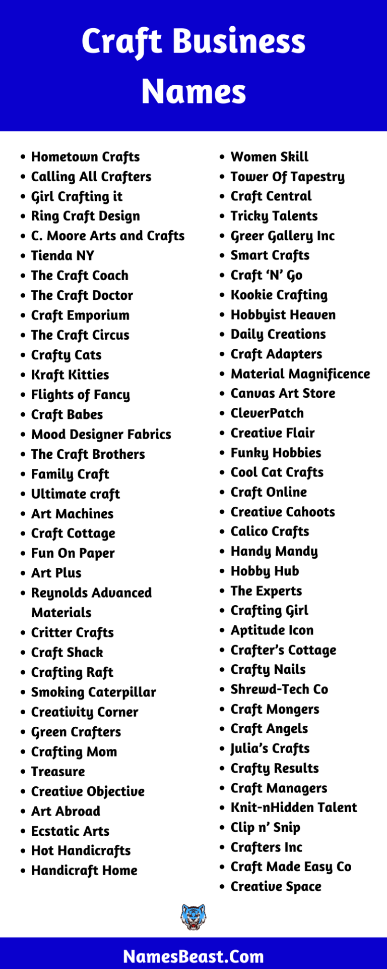 750+ Craft Business Names and Store Names