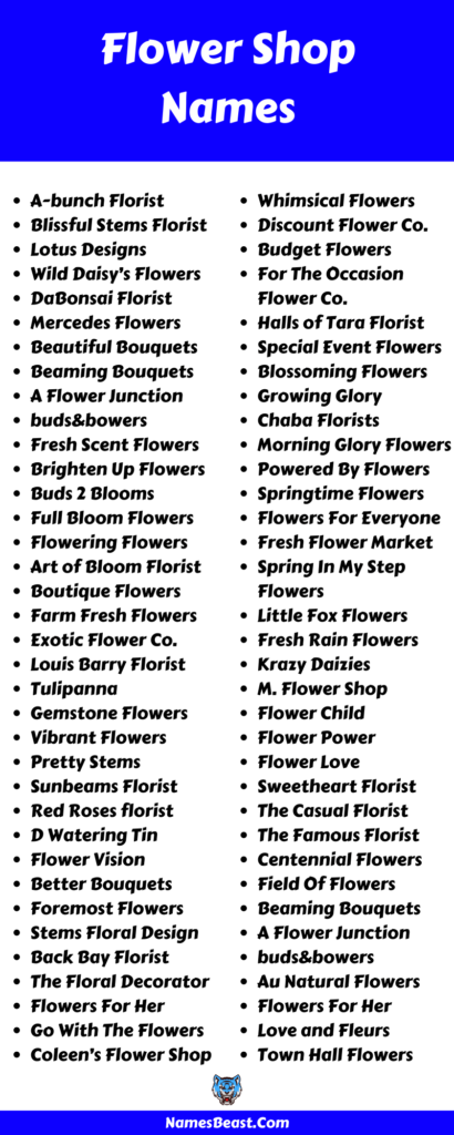Flower Shop Names Ideas