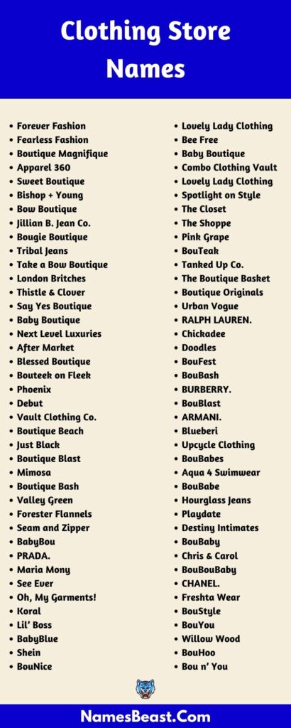 650+ Clothing Store Names and Brand Name Ideas