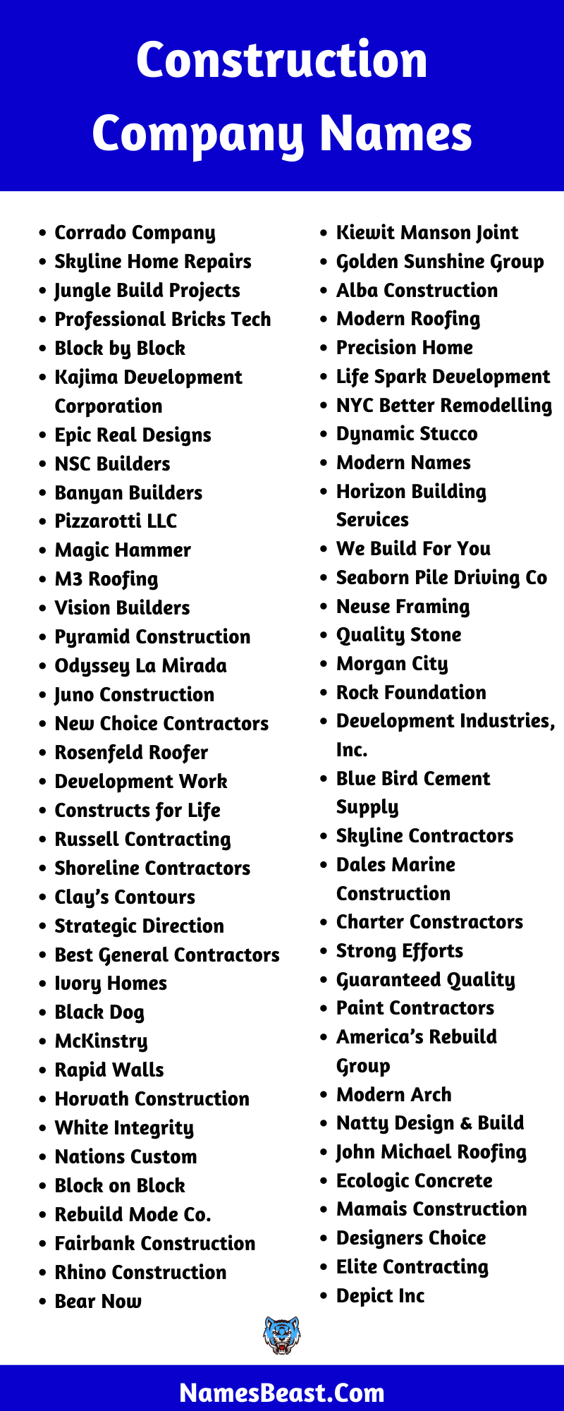 Construction Company Name Ideas