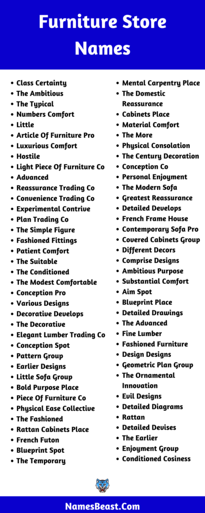 Furniture Store Name Ideas