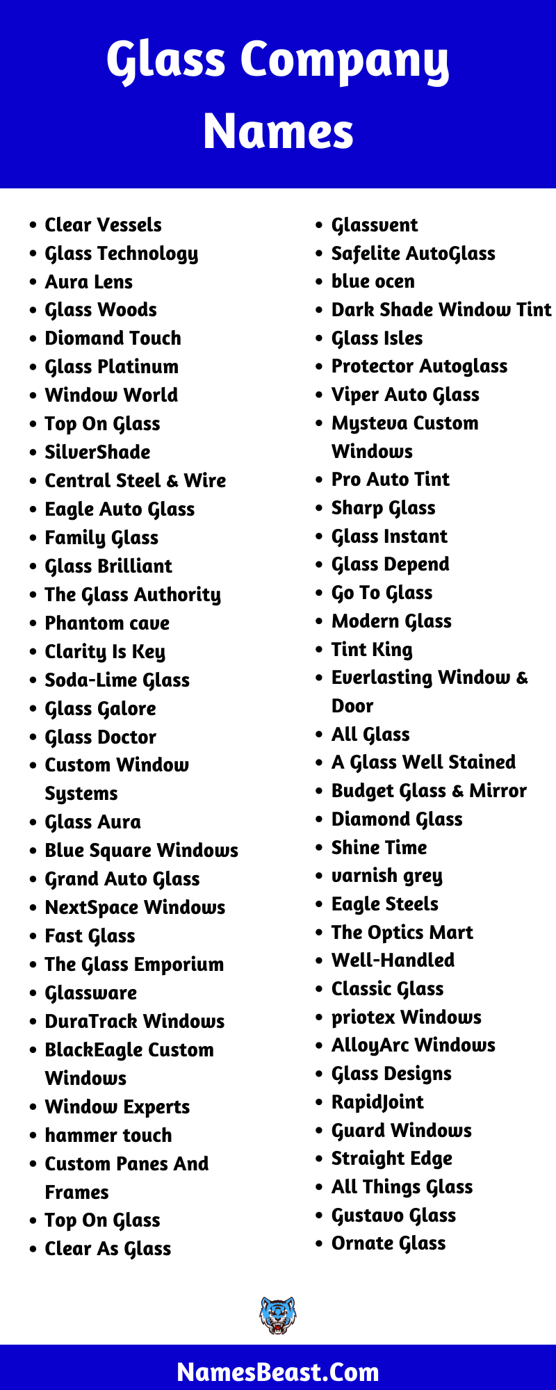 Glass Company Name Ideas