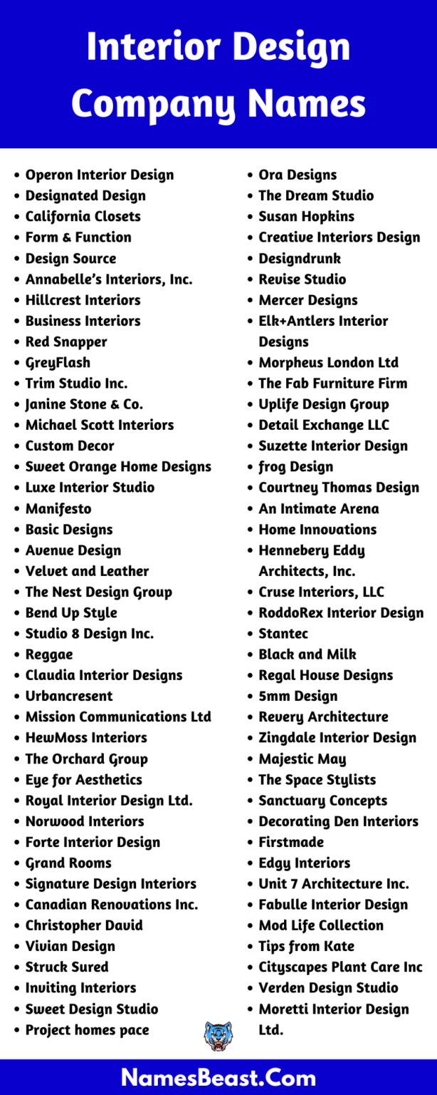 Interior Design Company Names [2022] 1200+ Interior Design Business
