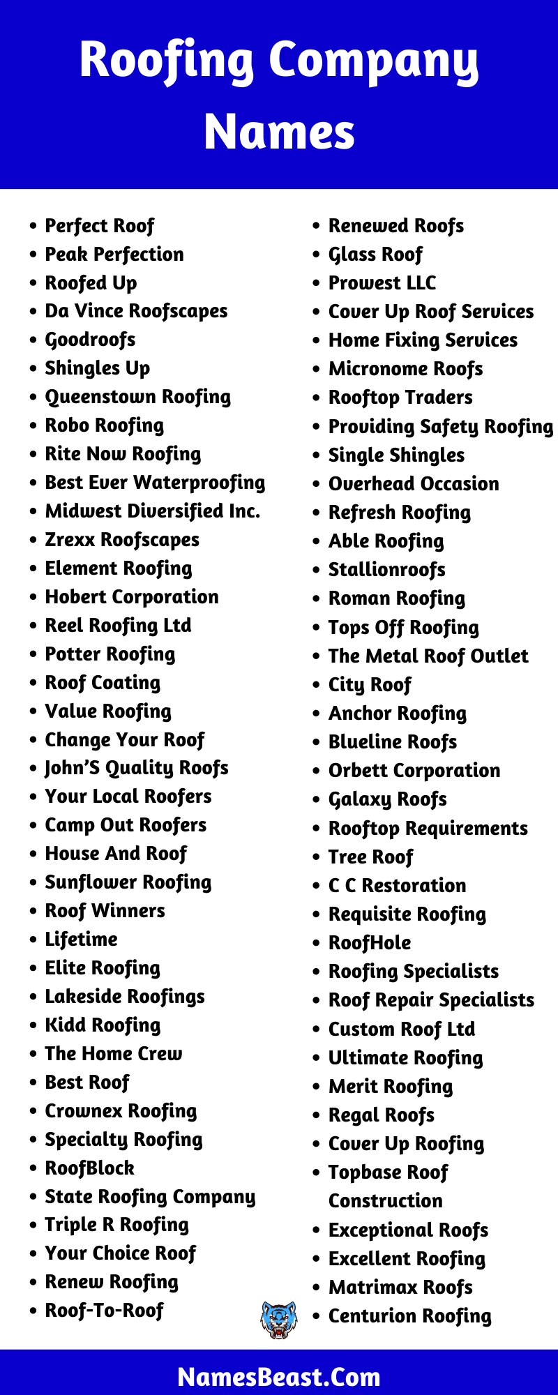 Roofing Company Name Ideas