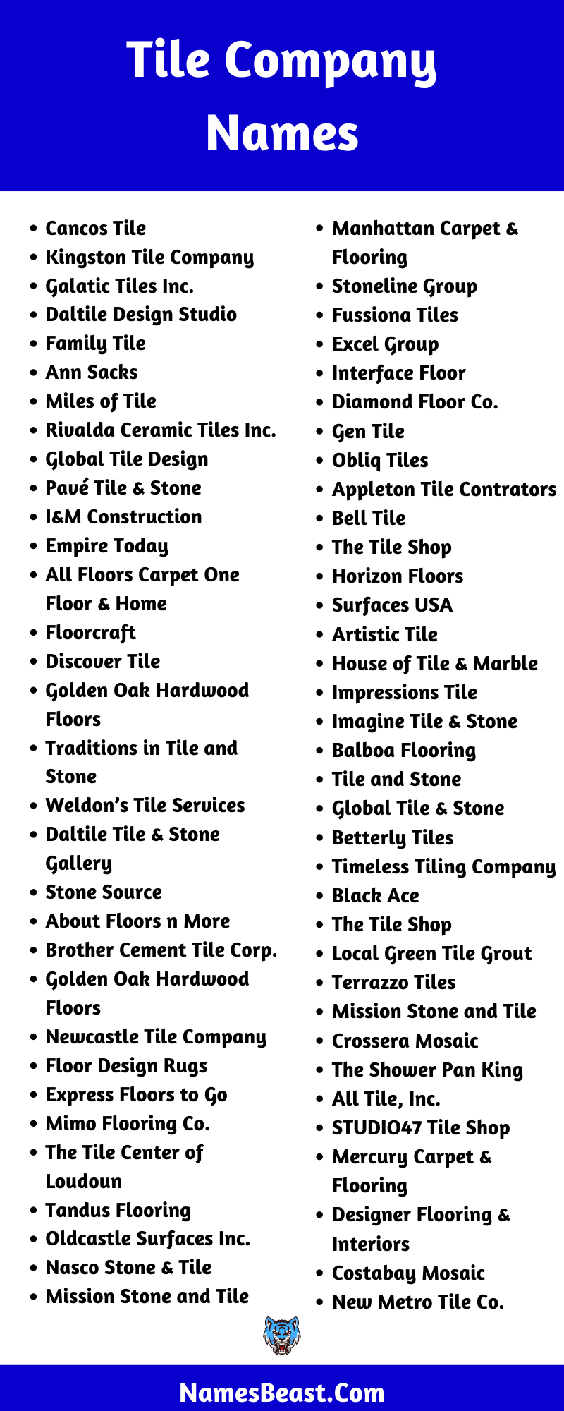 Tile Company Name Ideas