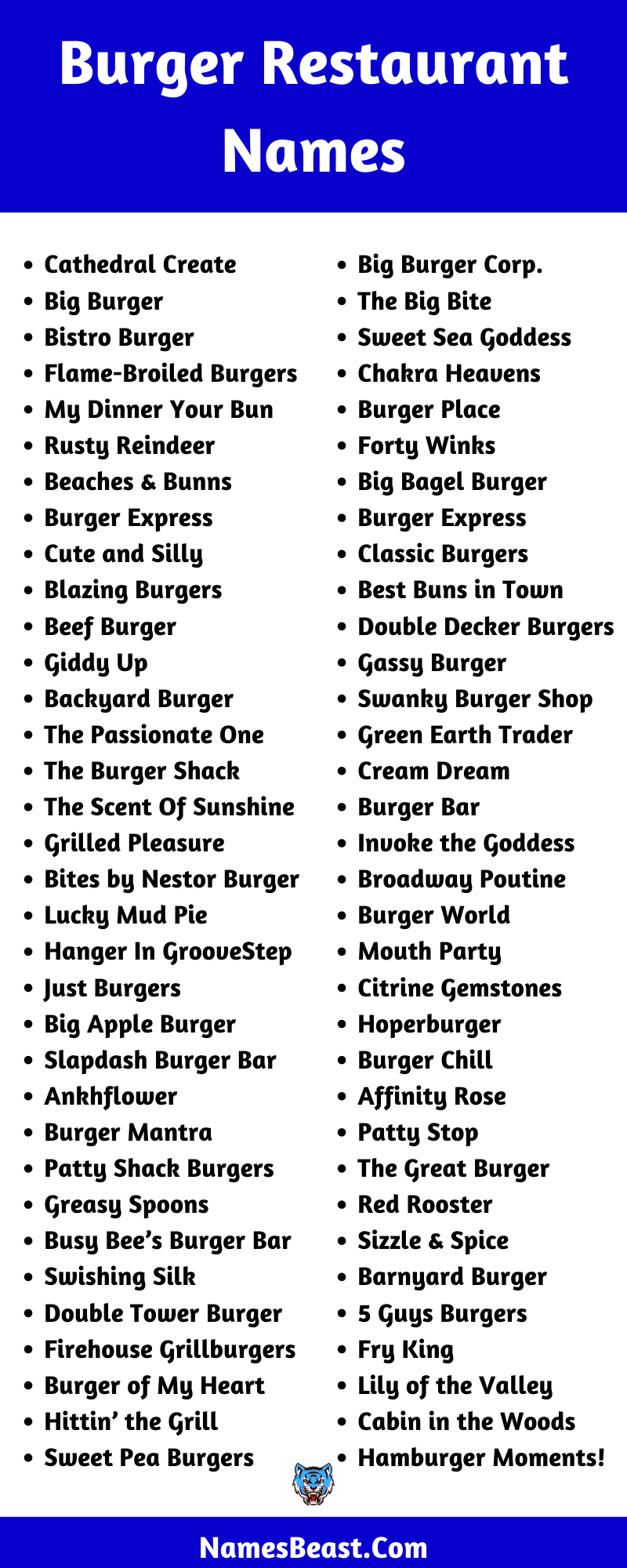 480+ Burger Restaurant Names Ideas and Suggestions