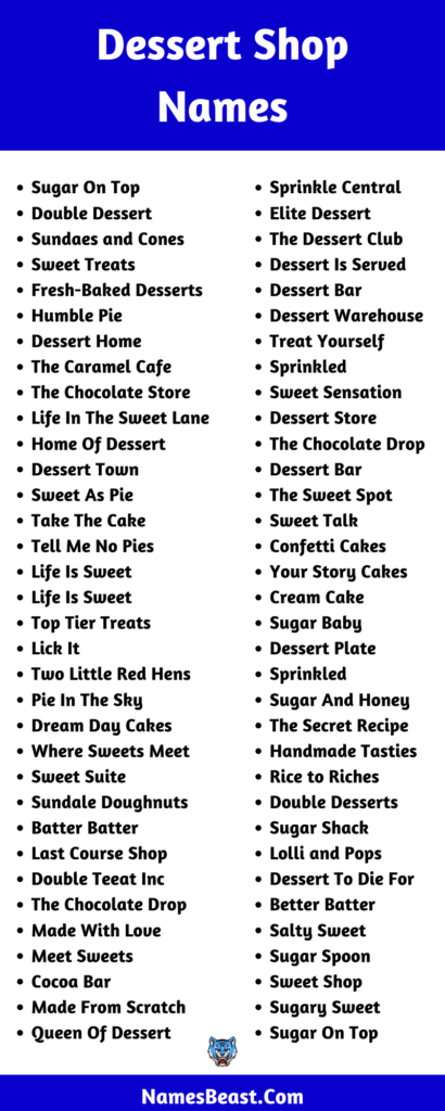 Dessert Shop Names: 482 Sweet and Dessert Shop Name Ideas