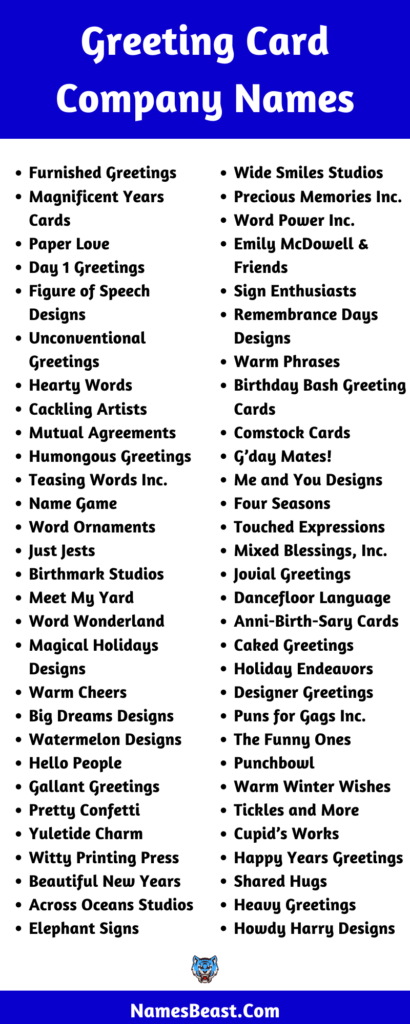 480+ Greeting Card Company Names Ideas and Suggestions