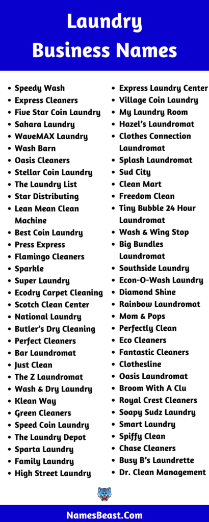 Laundry Business Names: 644 Laundromat Business Name Ideas