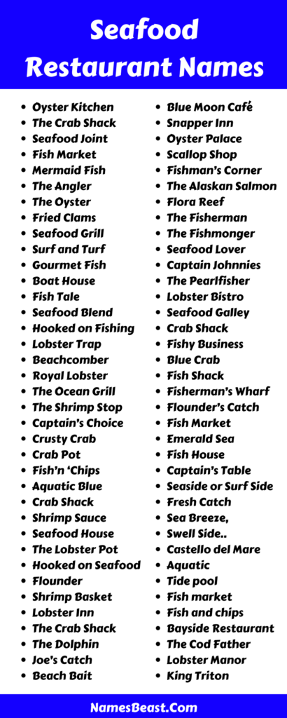 Seafood Restaurant Name Ideas