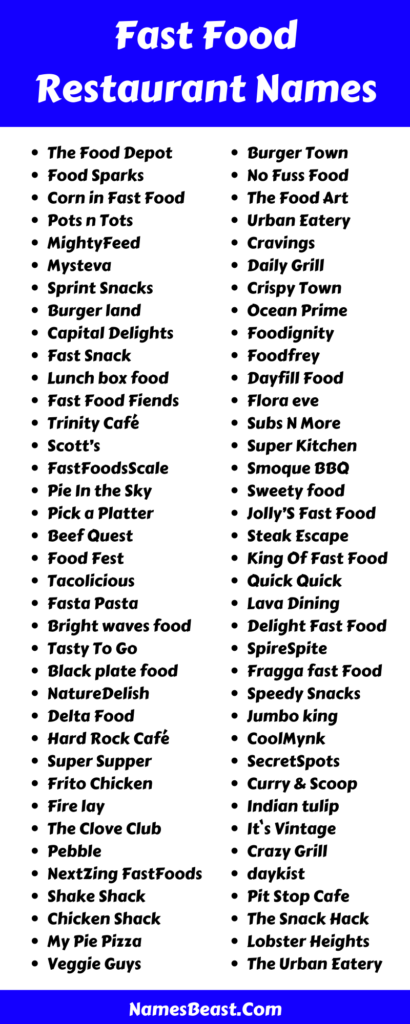 Fast Food Restaurant Name Ideas