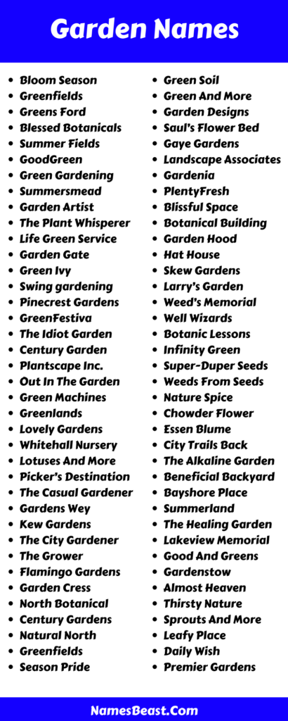 Garden Name Ideas