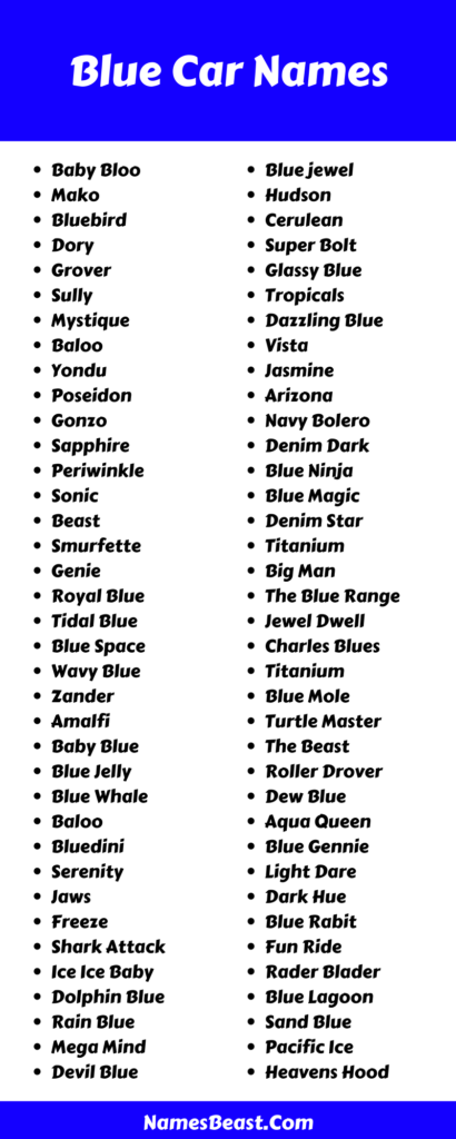 Blue Car Name Ideas