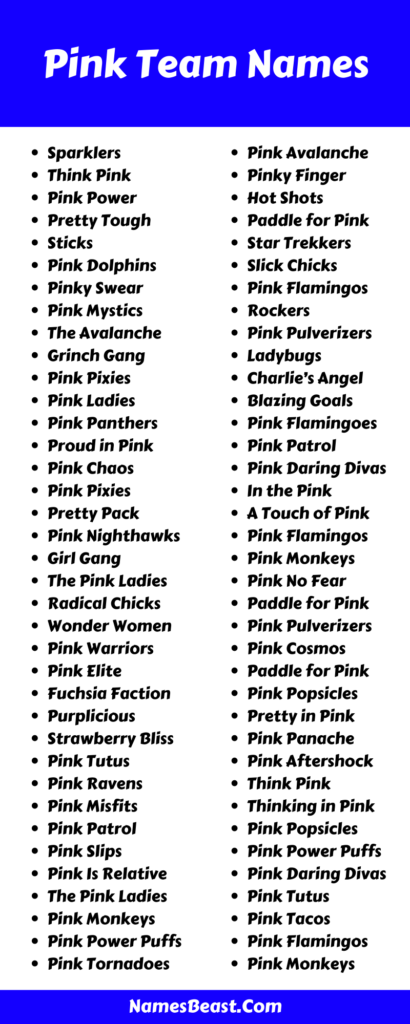 Pink Team Name Ideas