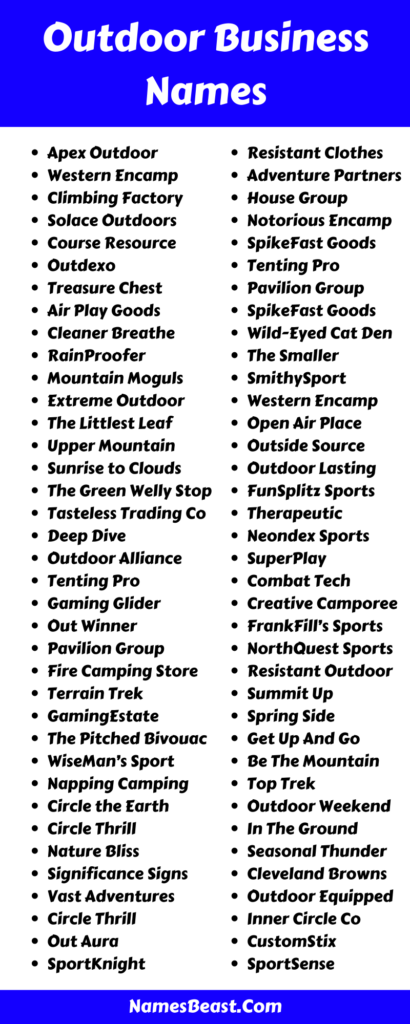 Outdoor Business Name Ideas