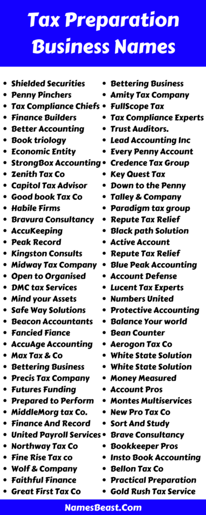 Tax Preparation Business Name Ideas
